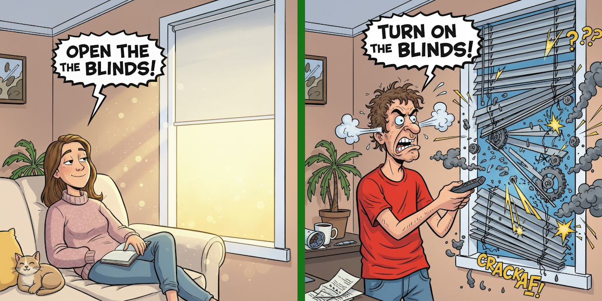 Cartoon showing proper natural language using loxvoice vs others