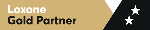 Loxone Gold Partner badge showing official certification